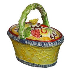 Antique An English Pottery Pearlware Basket decorated with Fruit