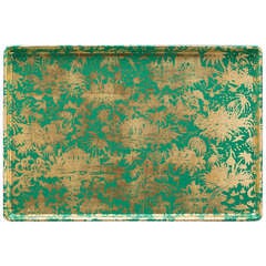 A Piero Fornasetti Large Green-ground Chinoiserie Tray