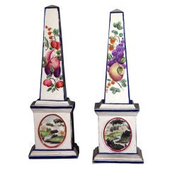 A Rare Pair of English Pottery Smear-glazed Stoneware Obelisks