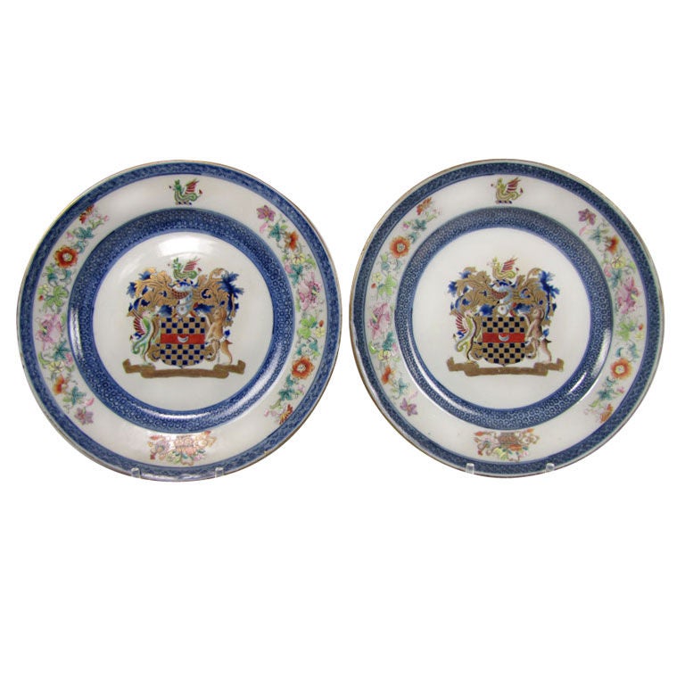 Pair of Chinese Armorial Plates  with the Arms of Clifford