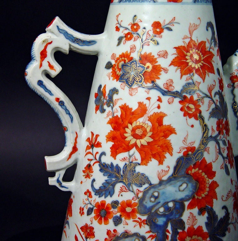 18th Century and Earlier A Massive Pair of Chinese Lighthouse Imari Coffee Pots