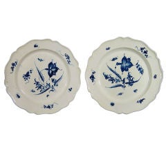 A Pair of British Underglaze Blue Creamware Large Plates