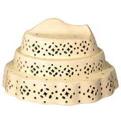 Creamware Three-Tier Pierced Culinary Curds Mold