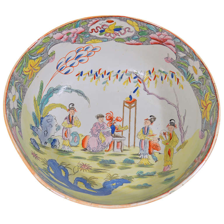 A Large Mason's Ironstone Chinoiserie Punch Bowl at 1stDibs