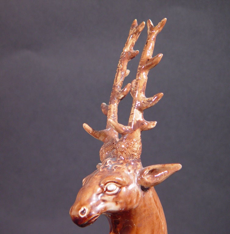 A Rare & Important Wood Family Creamware Figure of a Stag 1