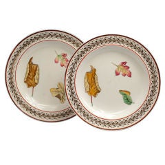 A Pair of Wedgwood Queen's Ware Leaf-decorated Plates