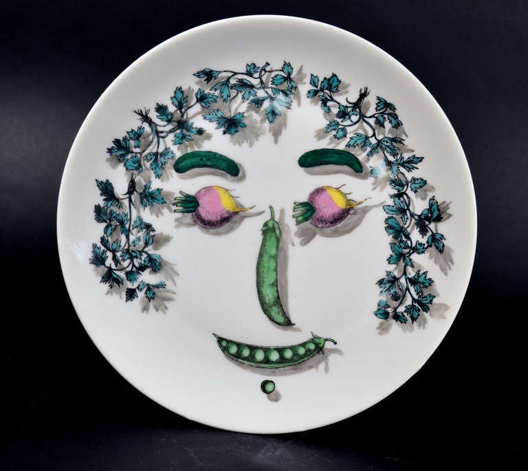 A Piero Fornasetti ArcimboldescaMotif Vegetable Face Plate at 1stDibs