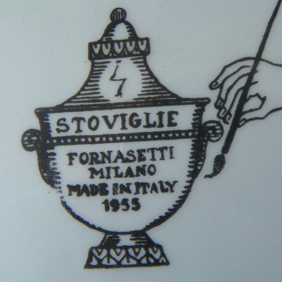 Mid-Century Modern Rare Piero Fornasetti Black and White Malachite Stoviglie (Dish)