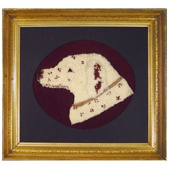 Stumpwork Textile Picture of a Dog's Head.