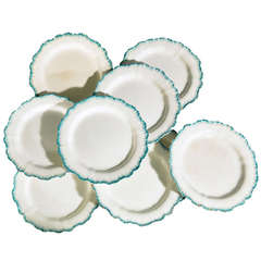 Set of Ten Creamware Green Shell-Edged Plates