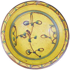 Antique Yellow Glazed Earthenware Bowl, Probably Spanish, 19th Century