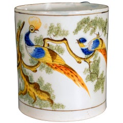 Antique Pearlware Peafowl Large Tankard