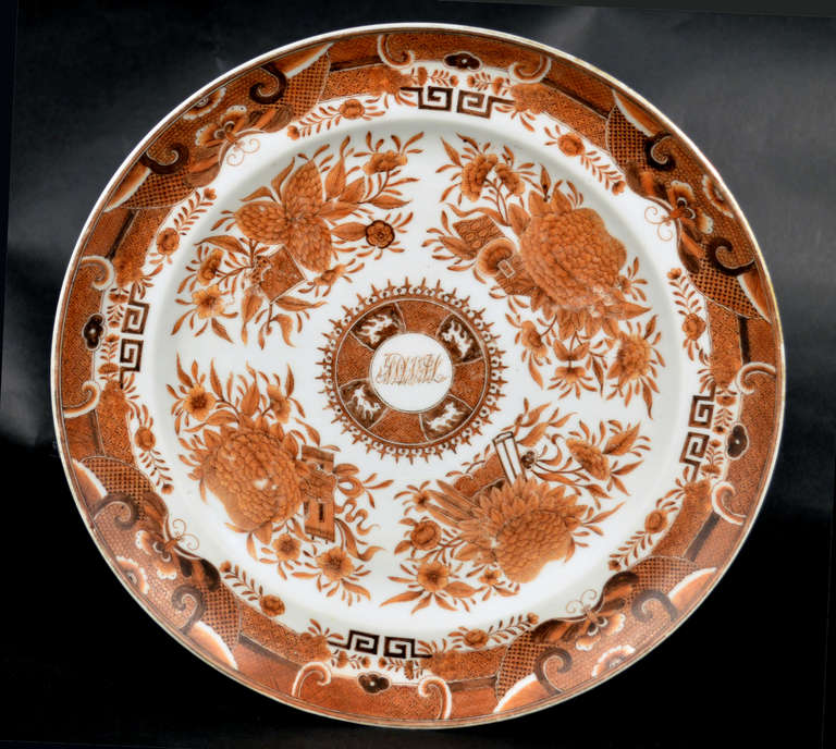 With Initials MWM, 

The large American-market sepia or brown Fitzhugh plate is decorated in the central roundel with the initials MWM.