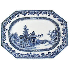 Chinese Export Underglaze Blue and White Porcelain Dish, 18th-century.