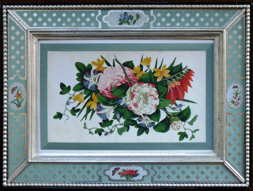 19th Century A Set of Nine Chinese Export Botanical Watercolours of Flowers
