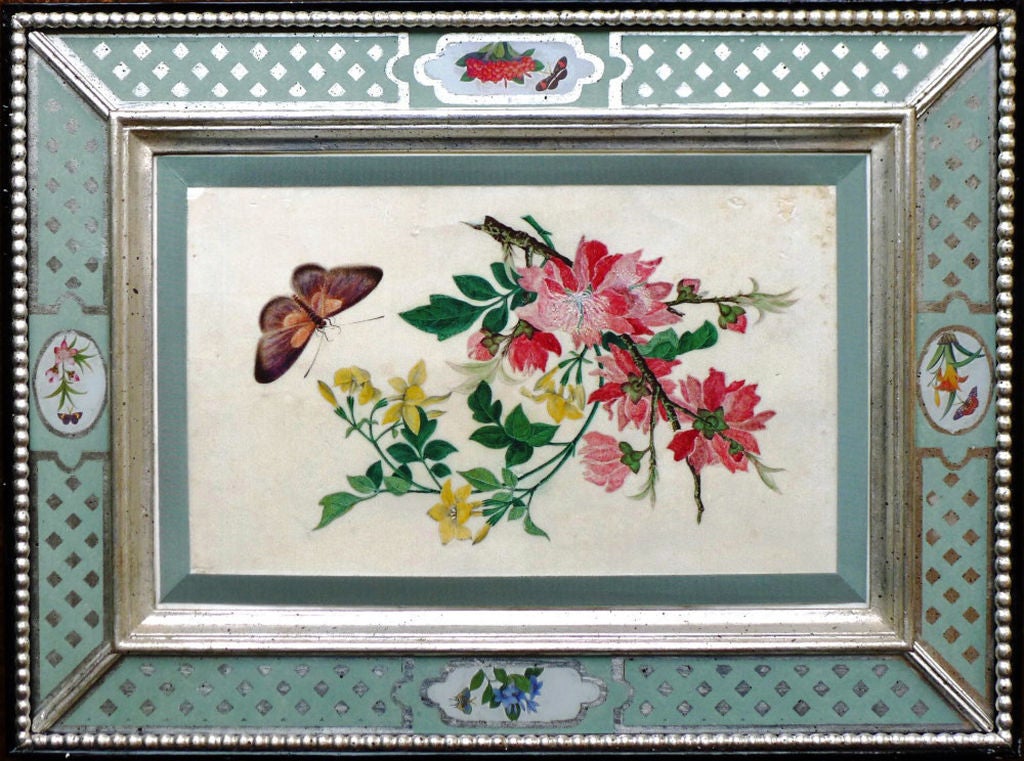 A Set of Nine Chinese Export Botanical Watercolours of Flowers 3