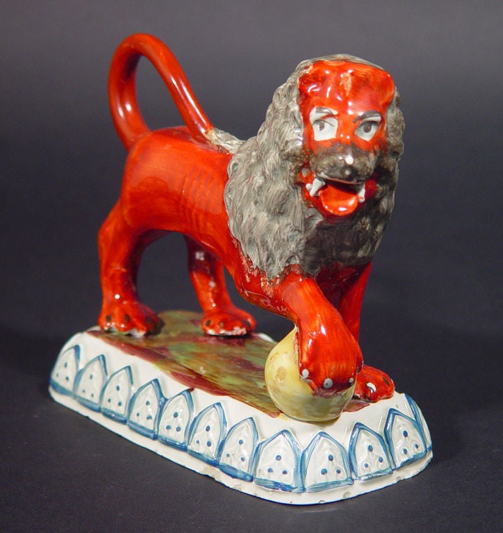 English A Fine Pair of Staffordshire Pottery Lions