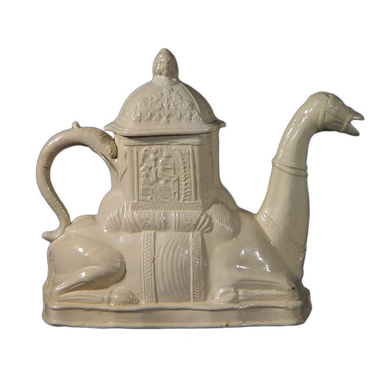 An Important Large Salt-glaze Stoneware Camel Teapot 
Cover.