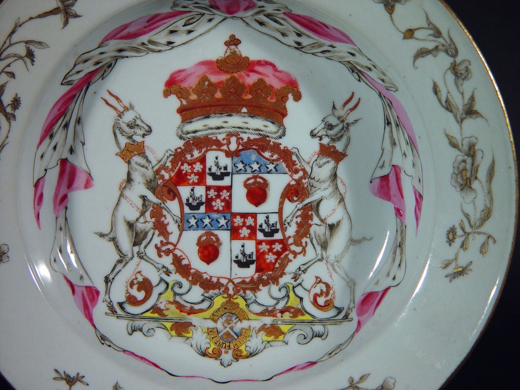 A Chinese Export Armorial Soup Plate with the Arms of Hamilton In Excellent Condition In Downingtown, PA