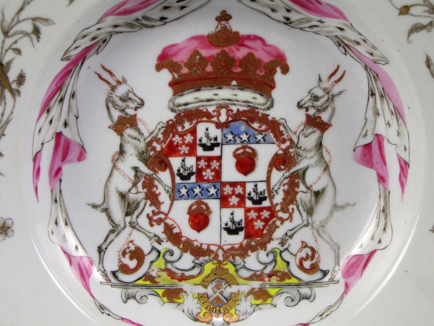 18th Century and Earlier A Chinese Export Armorial Soup Plate with the Arms of Hamilton