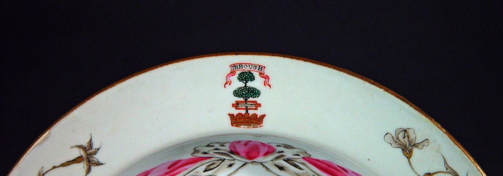 Porcelain A Chinese Export Armorial Soup Plate with the Arms of Hamilton