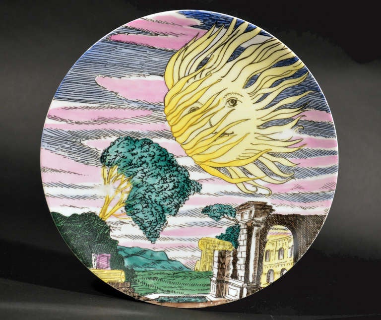 A Set of Twelve Coloured Piero Fornasetti Calendar Plates of the Sun. 2