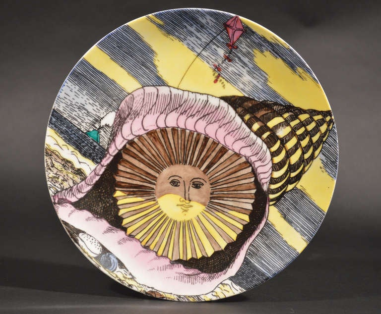 A Set of Twelve Coloured Piero Fornasetti Calendar Plates of the Sun. 5