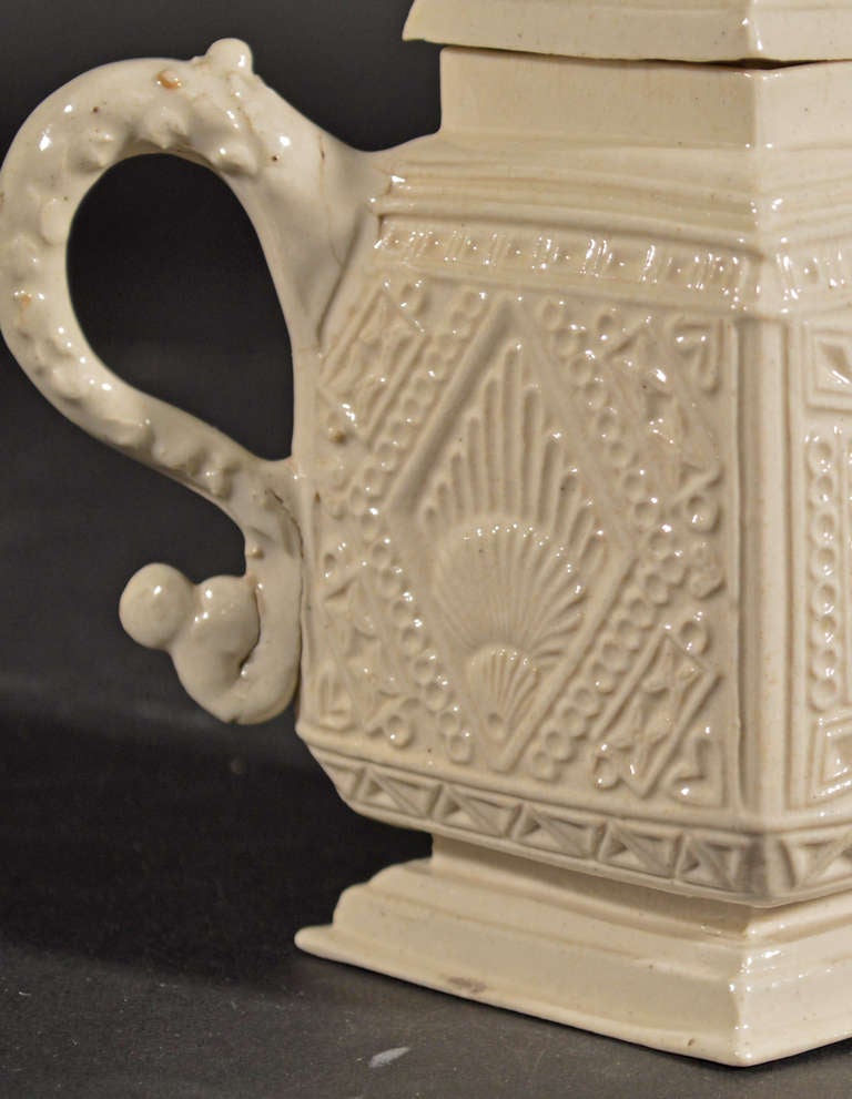 An English Salt-glazed Stoneware Teapot & Cover In Excellent Condition In Downingtown, PA