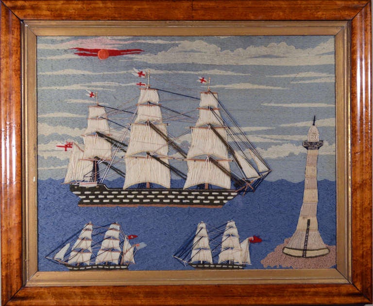 A Pair of British Sailor's Woolworks of The H.M.S Marlborough