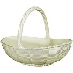 Antique Large Wedgwood Oval Handled Creamware Basket