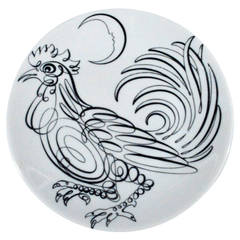 Piero Fornasetti Porcelain Uccelli Calligrafici Bird Plate, Circa 1962,