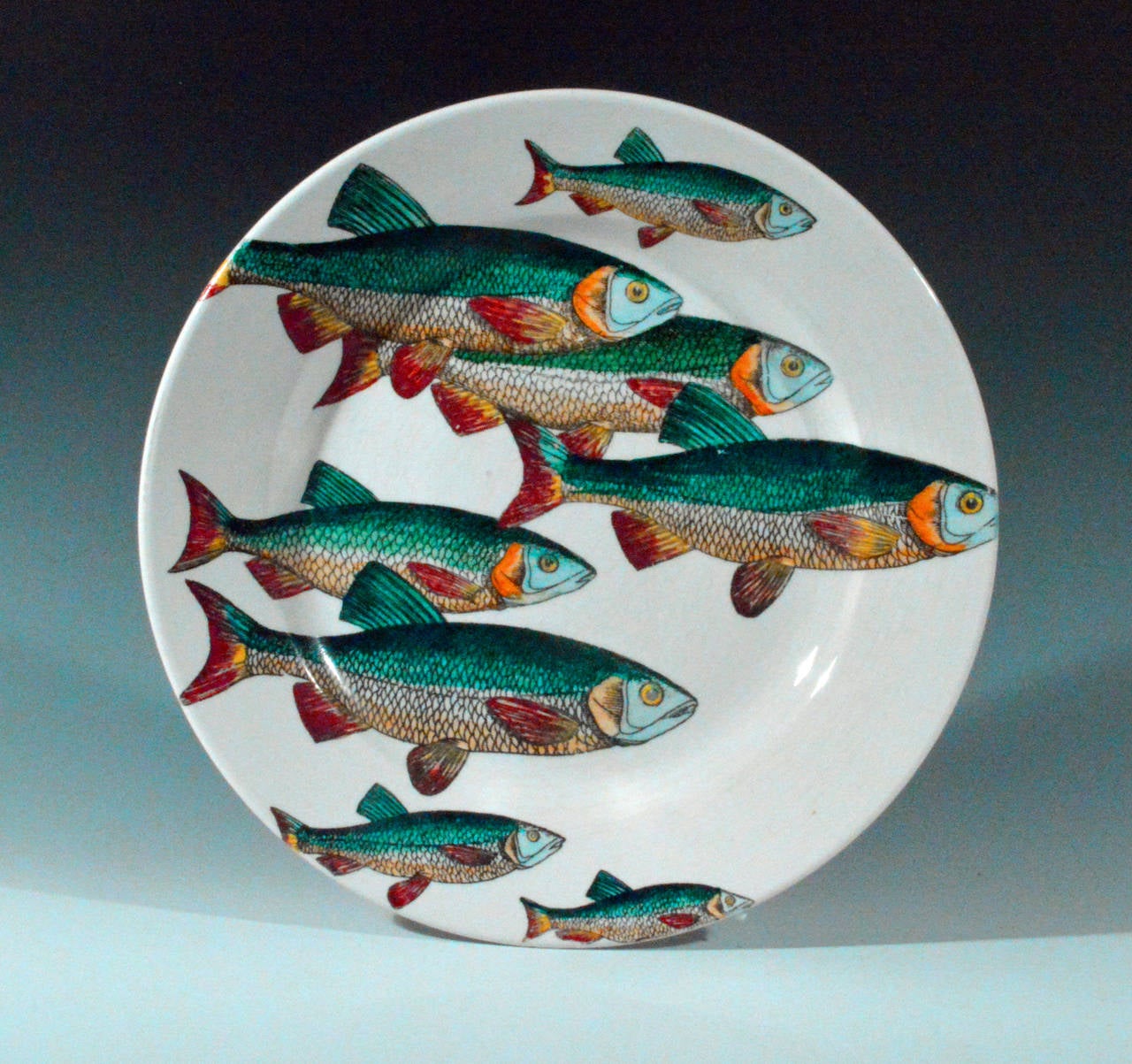 Mid-Century Modern Set of Six Rare Piero Fornasetti Fish Plates, Pesci