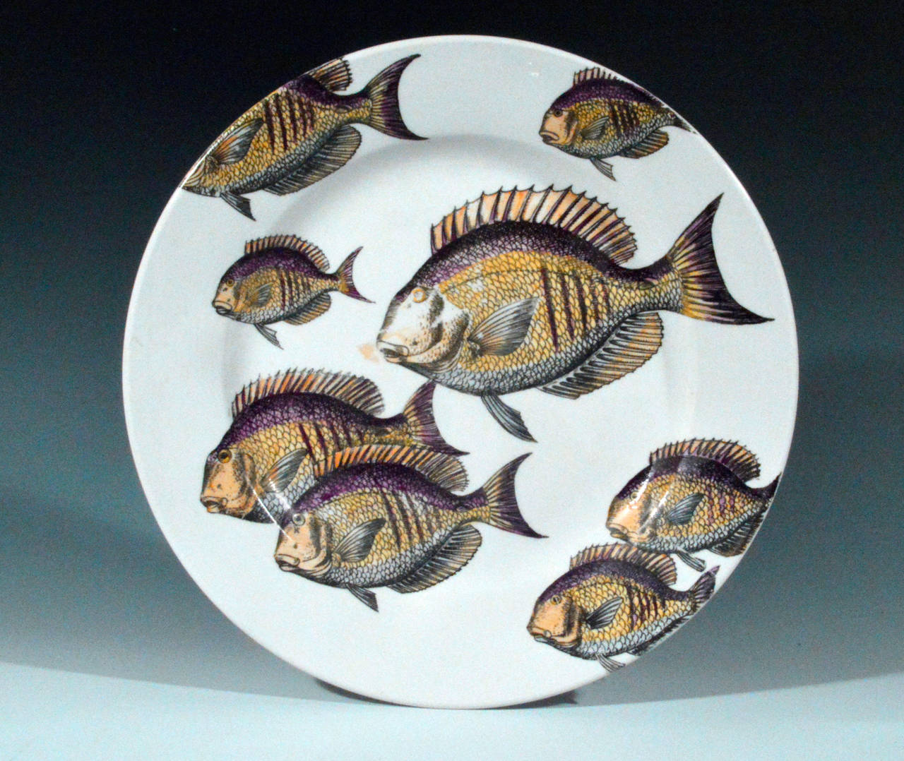Set of Six Rare Piero Fornasetti Fish Plates, Pesci In Excellent Condition In Downingtown, PA