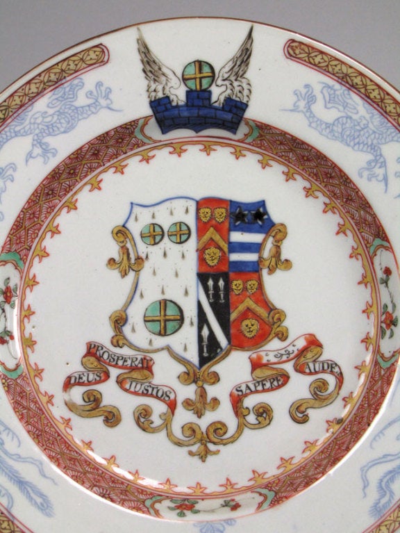 18th Century and Earlier A Pair of Fine Chinese Export Armorial Plates