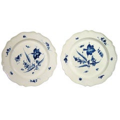 A Pair of Underglaze Blue Creamware Large Plates