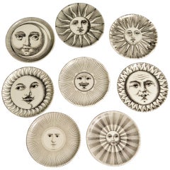 Ein Satz von acht Piero Fornasetti Sonne & Mond Untersetzer