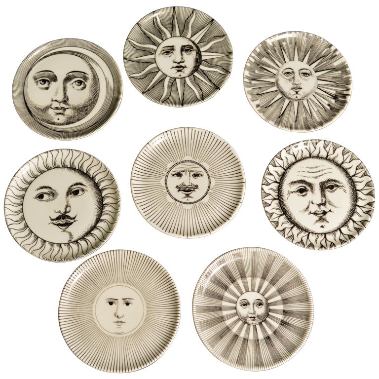 A Set of Eight Piero Fornasetti Sun & Moon Coasters