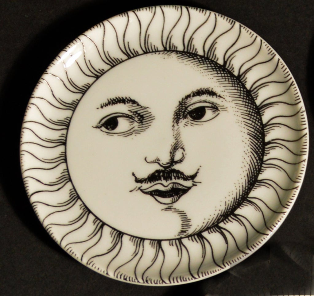 Italian A Set of Eight Piero Fornasetti Sun & Moon Coasters
