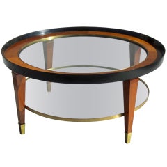 An Ebony, Mahogany & Glass Coffee Table by Jacques Quinet