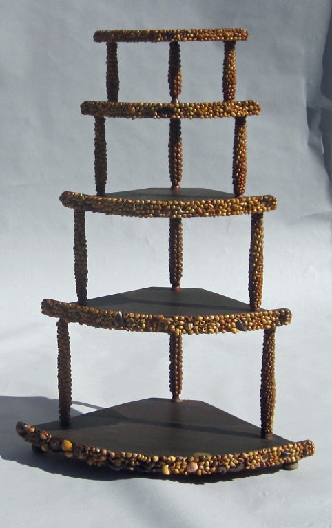 An American Five Tier Shell decorated Corner Stand,