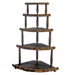 Antique An American Five Tier Shell decorated Corner Stand,