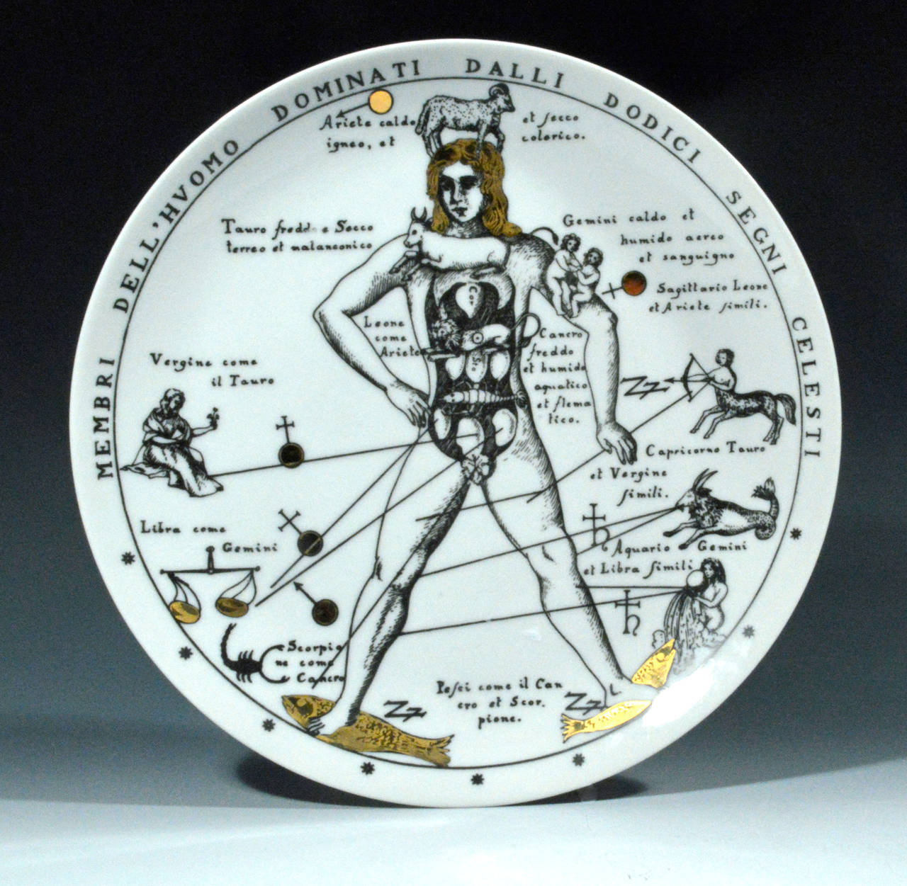 Mid-Century Modern Three Rare  Piero Fornasetti Astronomici Porcelain Plates
