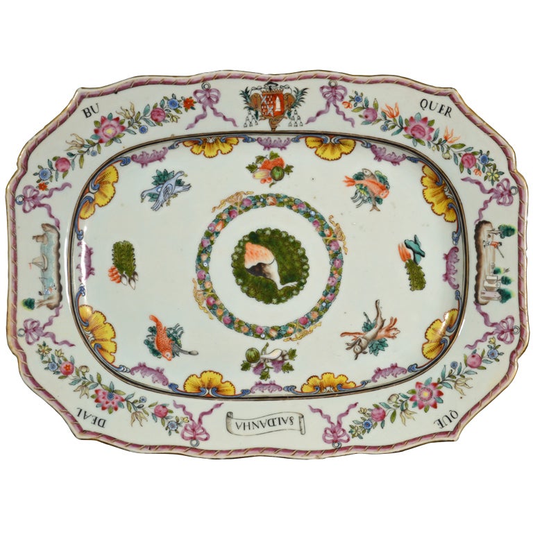 A Rare Portuguese Armorial Dish with the Saldanha Arms