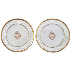 Pair of Chinese Export Armorial Small Plates