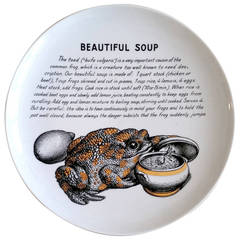 Vintage Piero Fornasetti Porcelain Plate called Beautiful Soup Made for Fleming Joffe