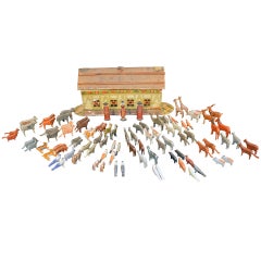 German Noah's Ark with Ninety One Animals and Noah and his Wife.