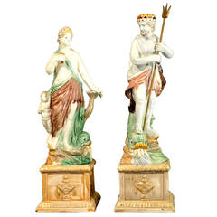Pair of English Pottery Figures of Venus and Neptune