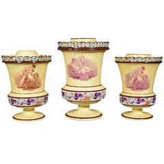 Garniture of Three Pottery Flower Vases