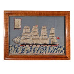 Antique Sailor's Woolwork Picture Of The Ship Ulrica