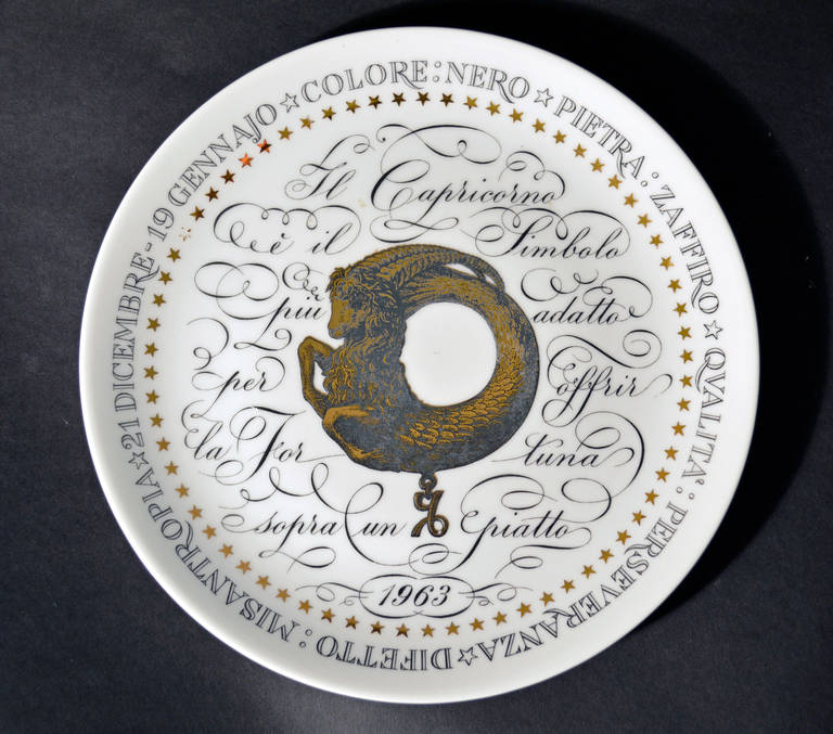 Italian Set of Nine Piero Fornasetti Zodiac Plates